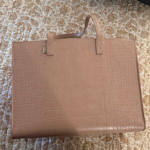 BEIS Croc Embossed Leather Tote in Blush